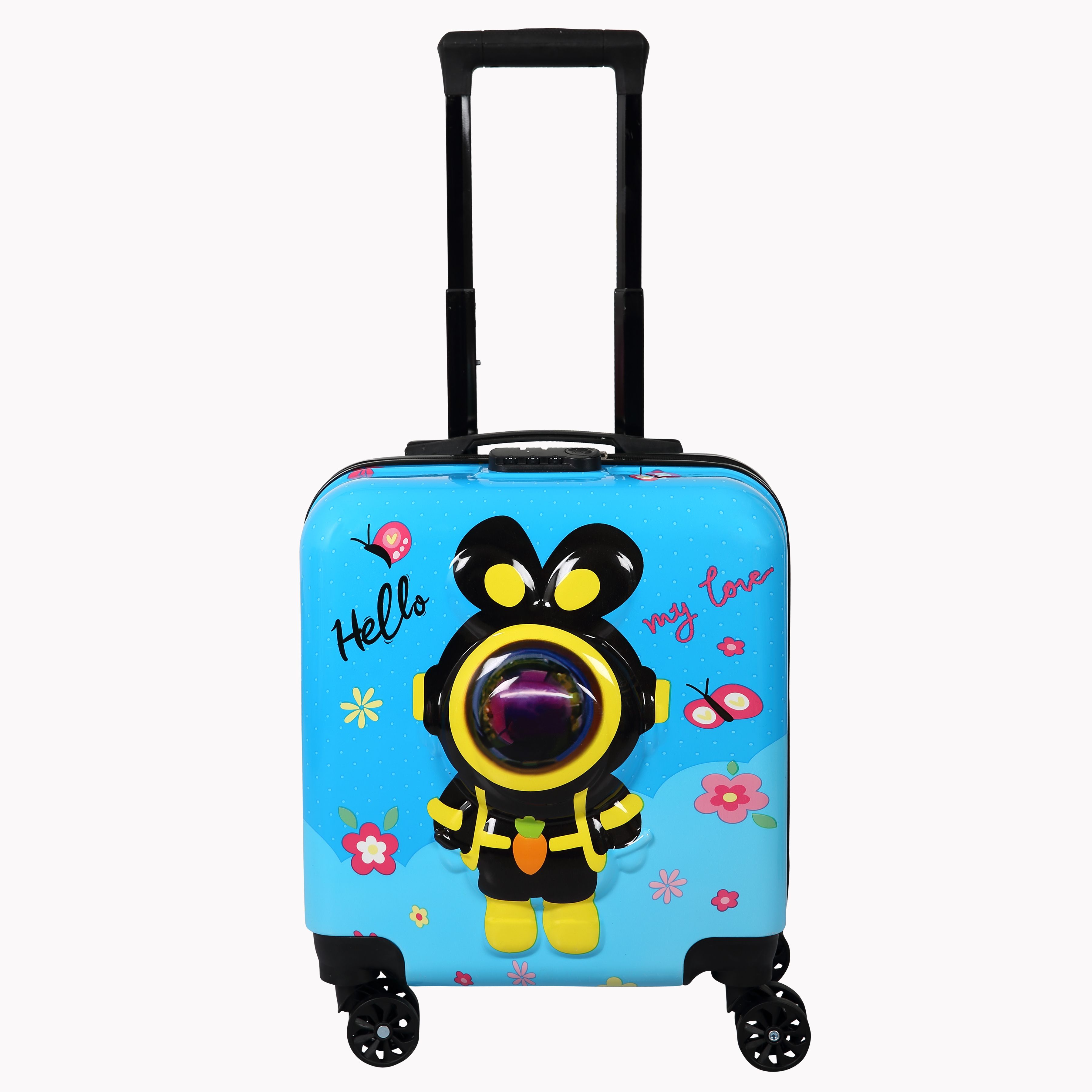 polo class Small Cabin Suitcase (18 inch) 4 Wheels - Astronaut Hard-Sided Polycarbonate Kids Trolley Bag -18 Inches- Blue - Blue-picture-34