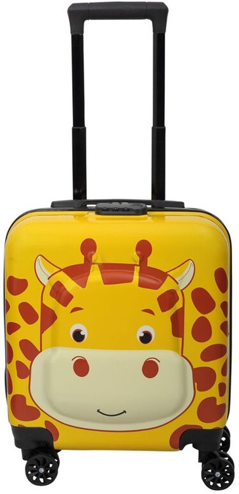 Small Cabin Suitcase (32 cm) 4 Wheels - Junior Kids Trolley Bag-Yellow - Brown-image-2