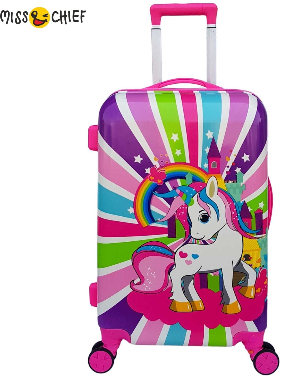 miss & chief Small Check-in Suitcase (24 inch) 8 Wheels - ABS Hard Shell Cartoon Print Kids Travel Trolley Bag With 360° spinner wheels - Multicolor-picture-13