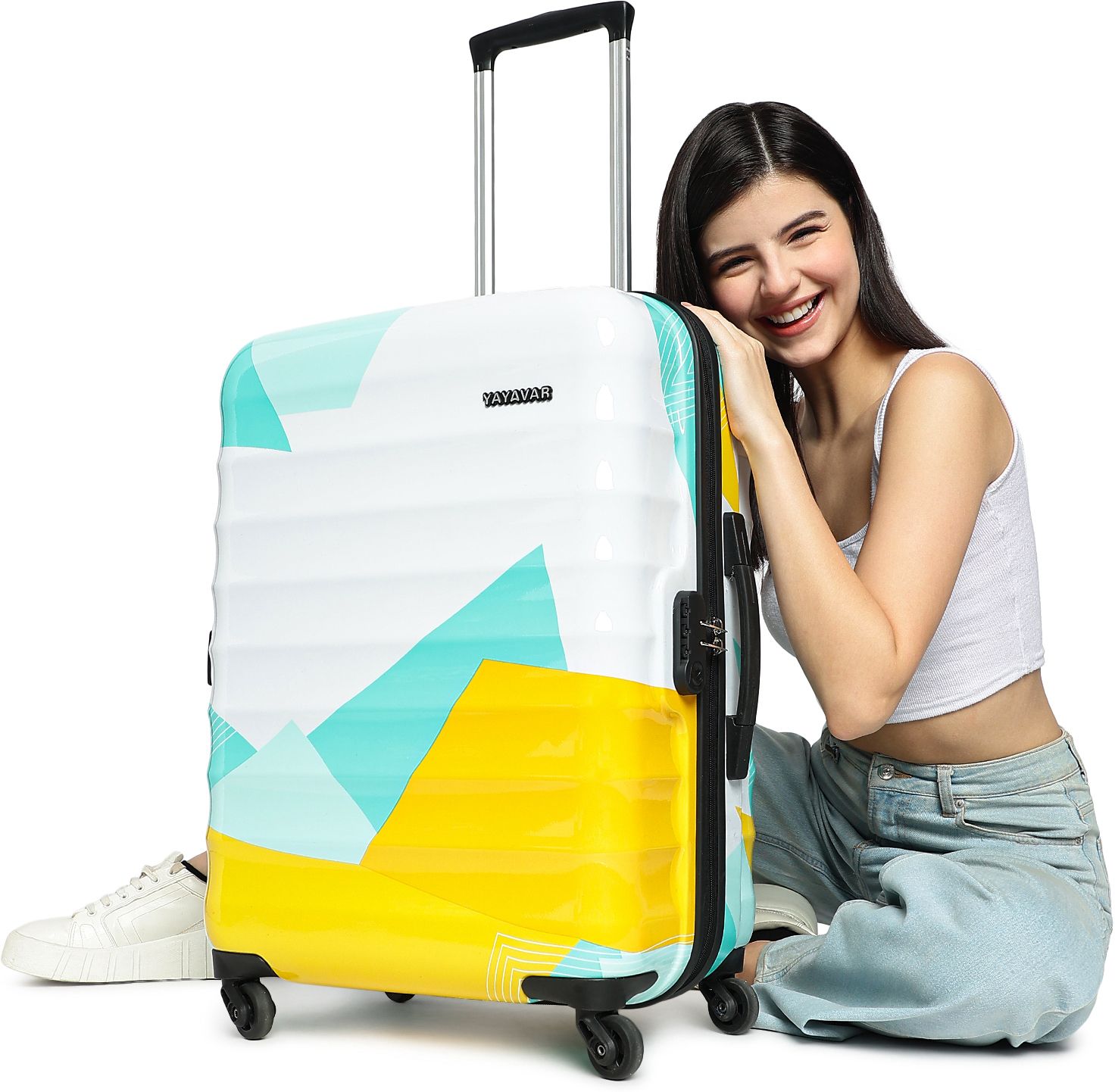 yayavar Medium Check-in Suitcase (65 cm) 4 Wheels - MEXICO- Designer Printed Trolley Bag - Teal-picture-18