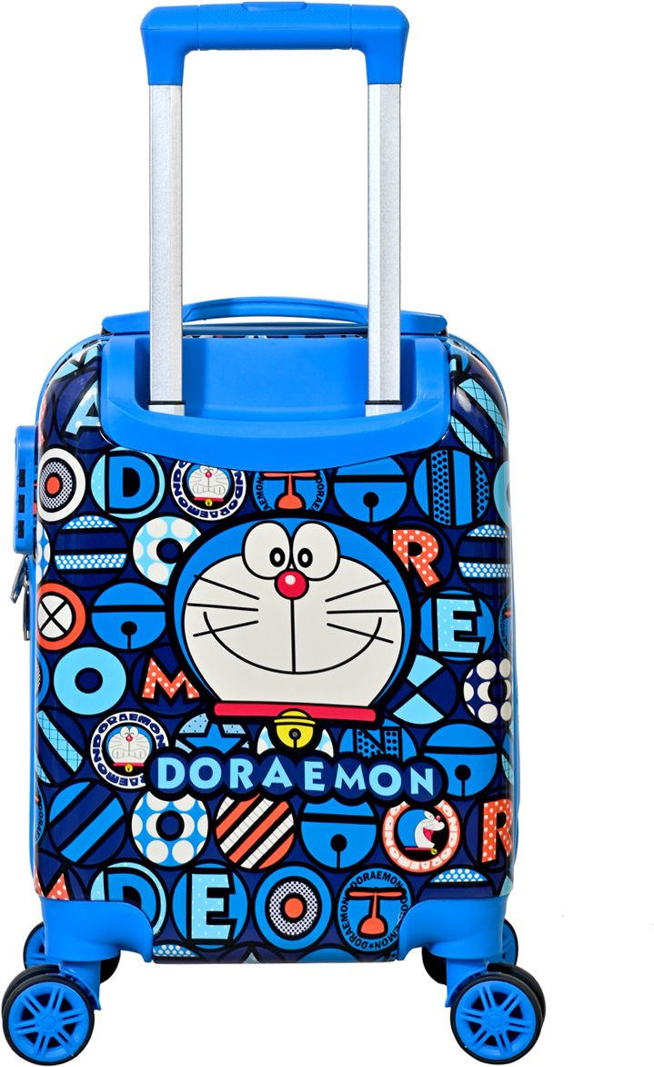 Small Cabin Suitcase (16 inch) 4 Wheels - Doremon Printed Pattern Non-Breakable Kids Trolley Bag (16 Inch) - Blue-image-24