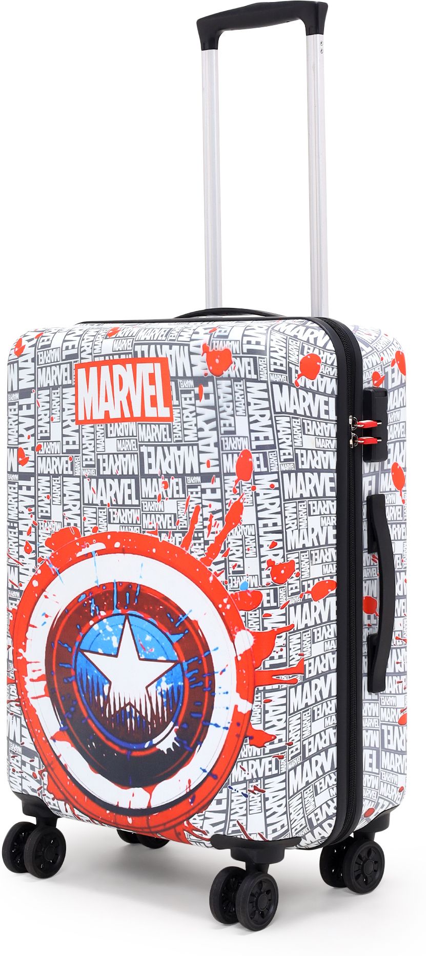 marvel Small Cabin Suitcase (48 cm) 4 Wheels - Captain America Kids Trolley Suitcase– Durable Hard Shell with Telescopic Handle - Red-picture-47