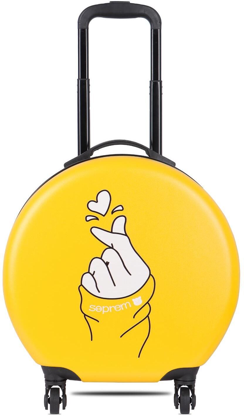 Small Cabin Suitcase (37 cm) 8 Wheels - Kids Trolley Bag Premium Polycarbonate Material Kids Waterproof Trolley Bag - Yellow, White-image-25