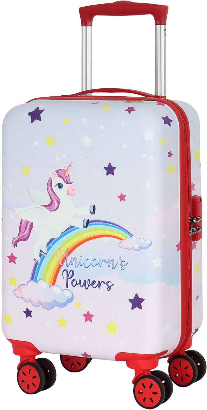 Small Cabin Suitcase (48 cm) 4 Wheels - Unicorn Kids Trolley Suitcase – Durable Hard Shell with Telescopic Handle - Red-image-14