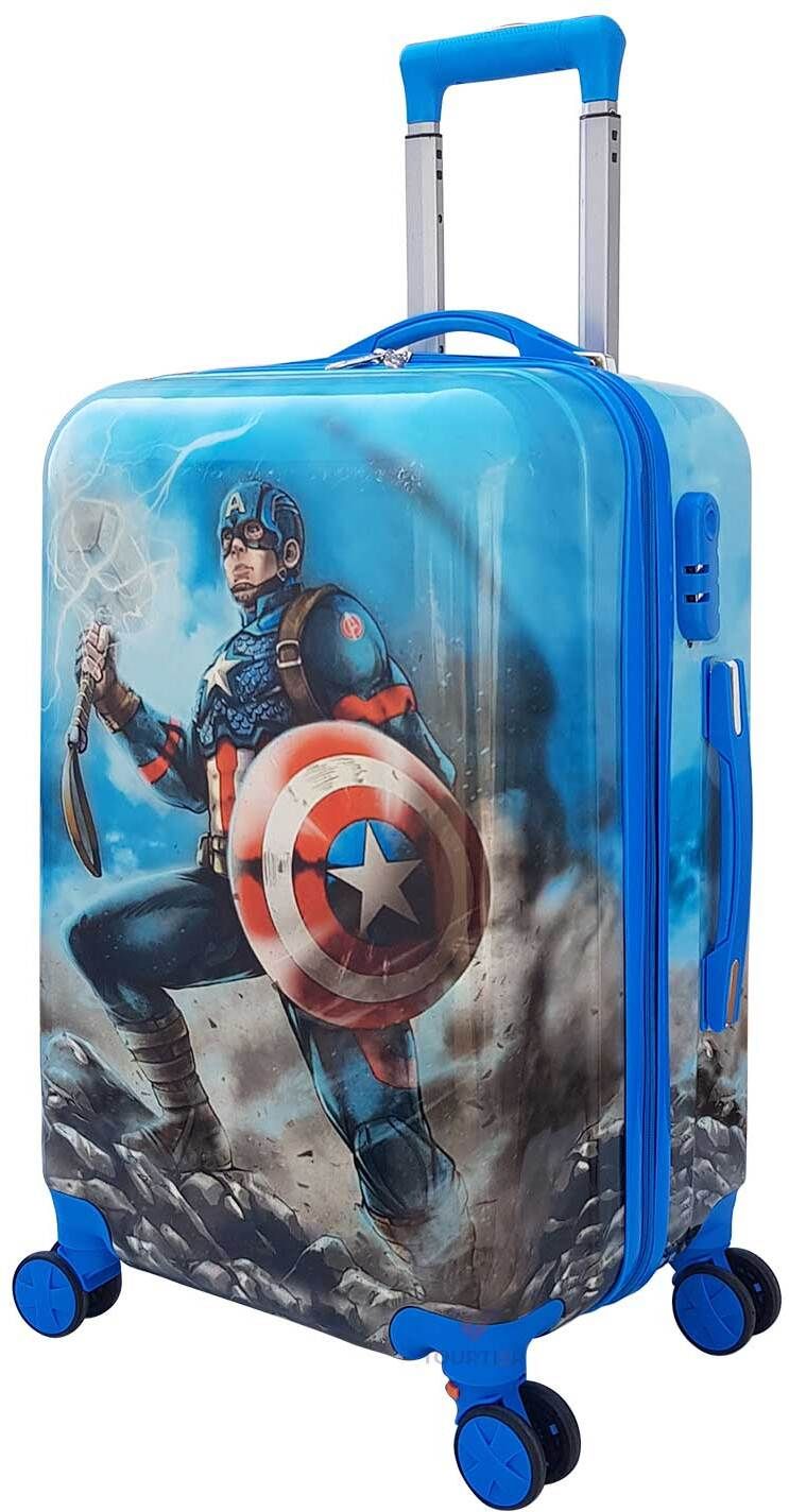 Small Cabin Suitcase (24 inch) 4 Wheels - Cartoon Print Kids Rolling Hard Shell Suitcase With Carry On Trolley Bag - Blue-image-41