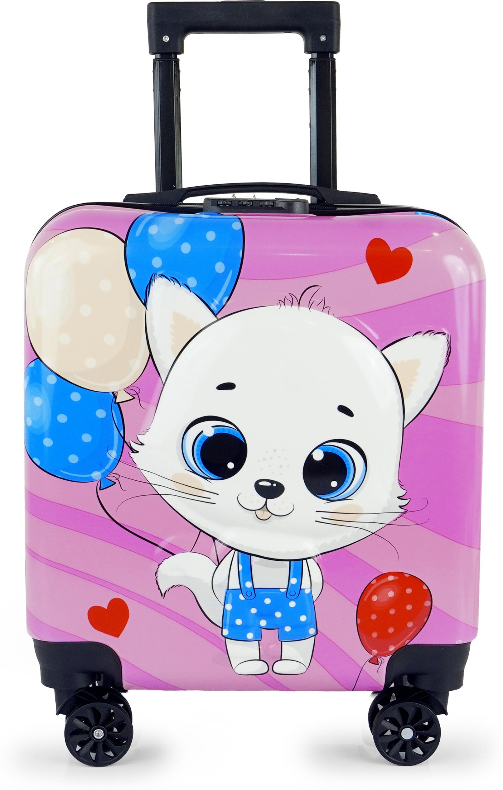 Small Cabin Suitcase (39 cm) 4 Wheels - 360° Rotation, Outing Travelling Luggage Kids Trolley Bag with Adjustable Handle - Pink-image-30