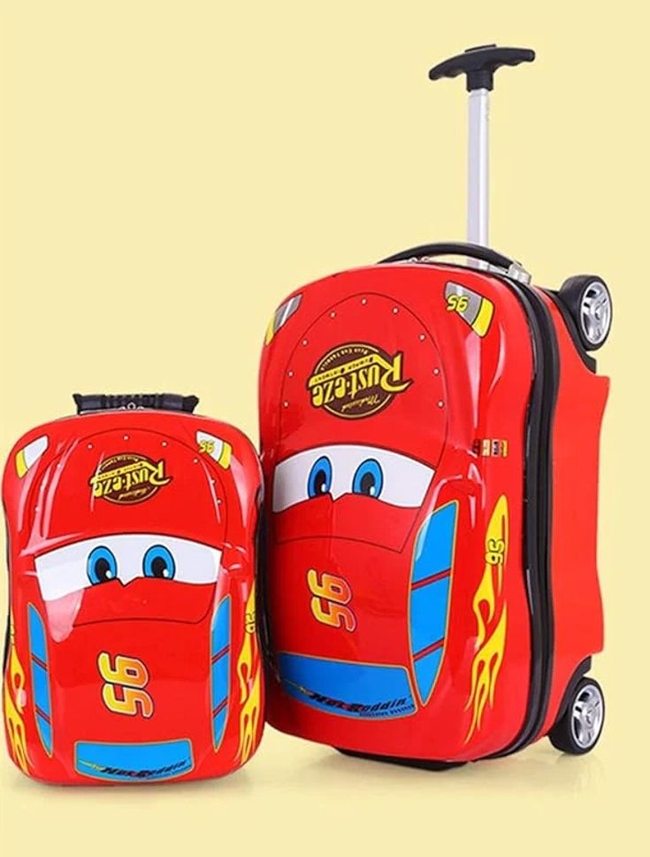 Cabin Suitcase (17.5 inch) 4 Wheels - 17" & 13" Inch Car-Shaped Trolley Bag with Backpack : Travel in Style - Red-image-44