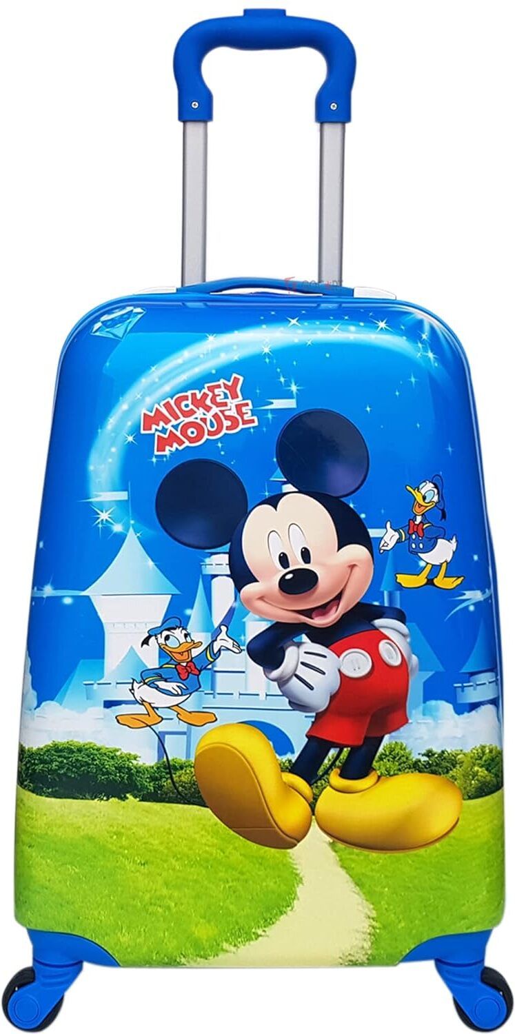 Small Cabin Suitcase (45 cm) 4 Wheels - 18 Inch Kids cartoon printed suitcase Luggage Carry on Bag Hard Shell Travel Luggage Bag Trolley Rolling Luggage for Toddlers Children - Blue-image-2