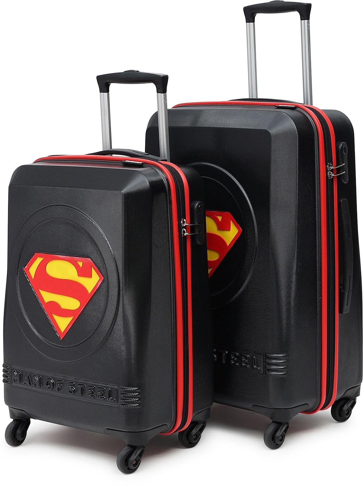 yayavar Hard Body Set of 2 Luggage 4 Wheels - SUPERMAN OFFICIAL MERCHANDISE TROLLEY WITH PREMIUM MOULDED SUPERMAN LOGO - Red, Black-picture-16