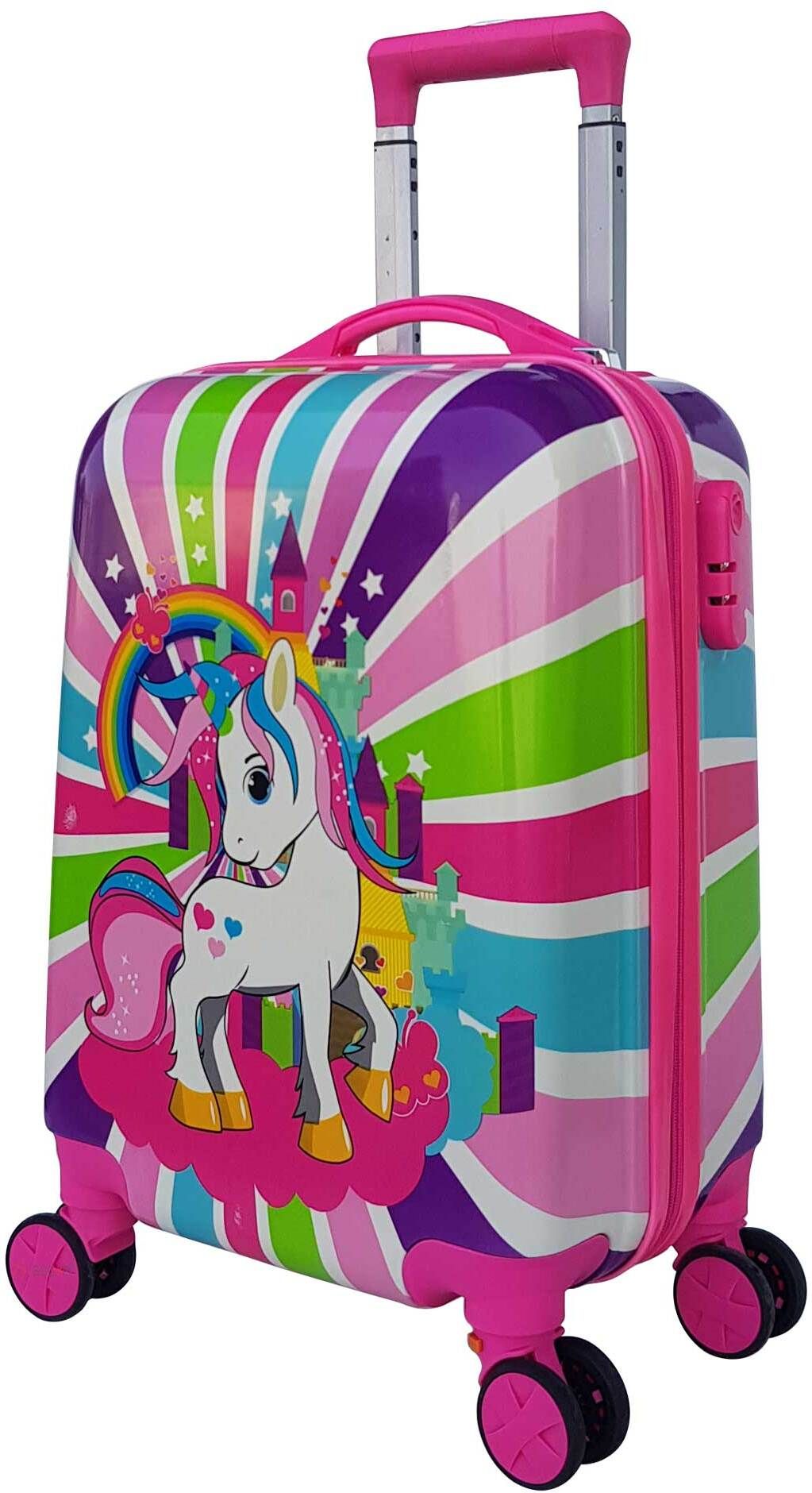 Small Cabin Suitcase (20 inch) 4 Wheels - Lightweight Kids Rolling Suitcase With Carry On Hard Shell Travel Trolley Bag - Multicolor-image-49