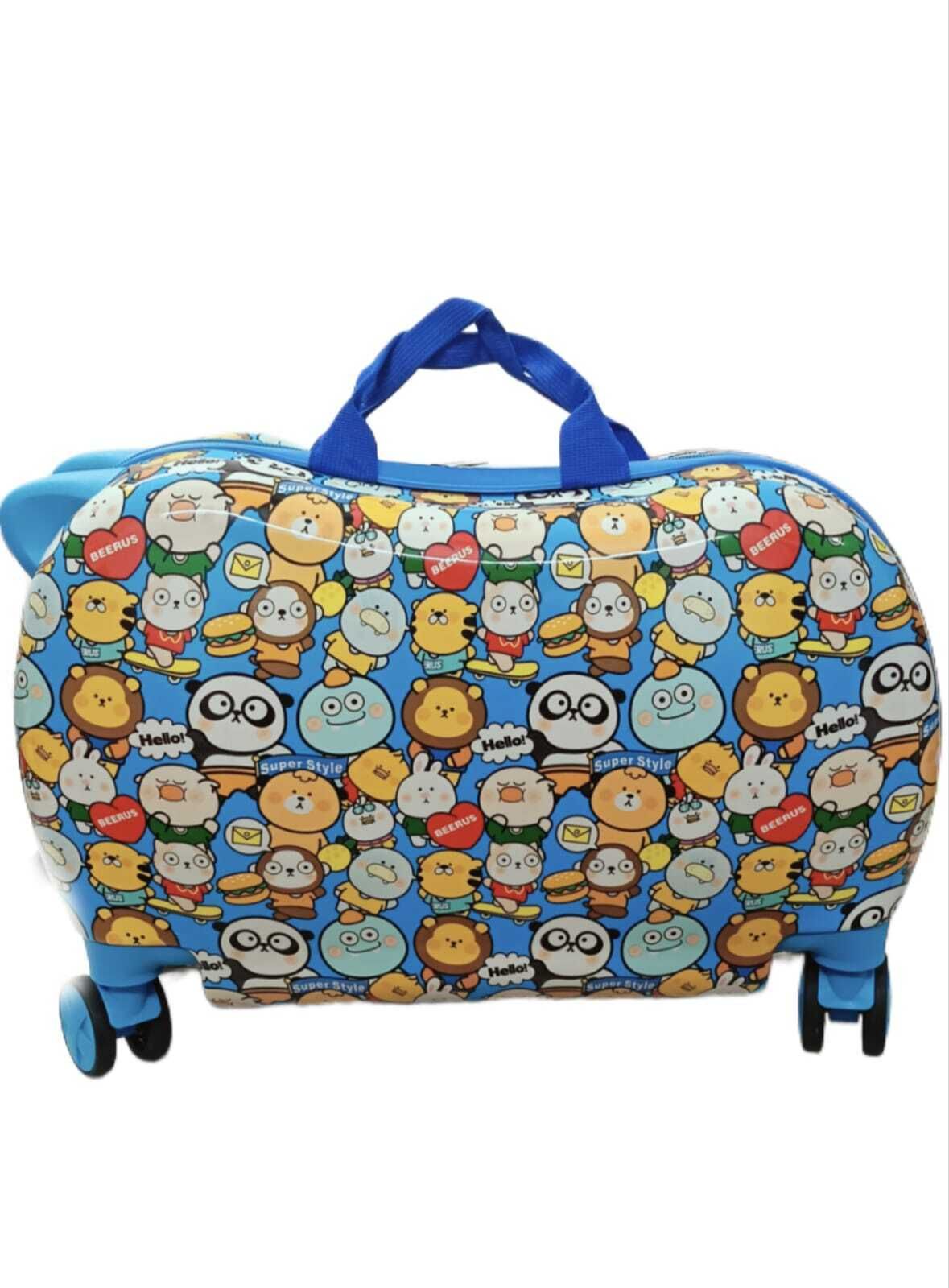 Small Cabin Suitcase (20 cm) 4 Wheels - Trolley withCartoon,Suitcase Bag Cute Cartoon Kids for Boys for Travellig-(Blue) - Blue-image-4