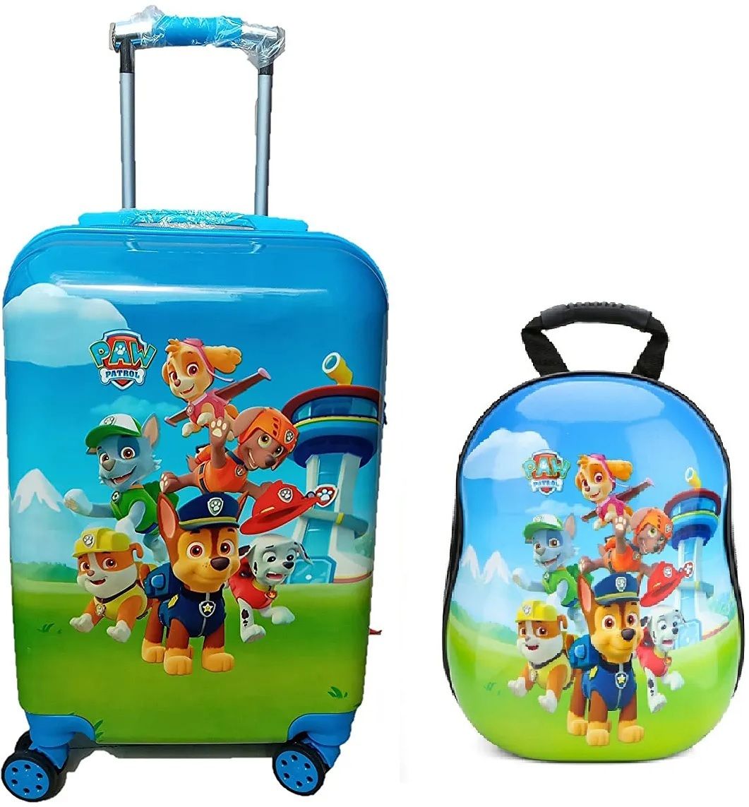 Small Cabin & Check-in Set (24 cm) 4 Wheels - Kids 20 Inch Hardcase Paw Patrol Suitcase & 13 Inch Backpack for Boys and Girls - Blue-image-25