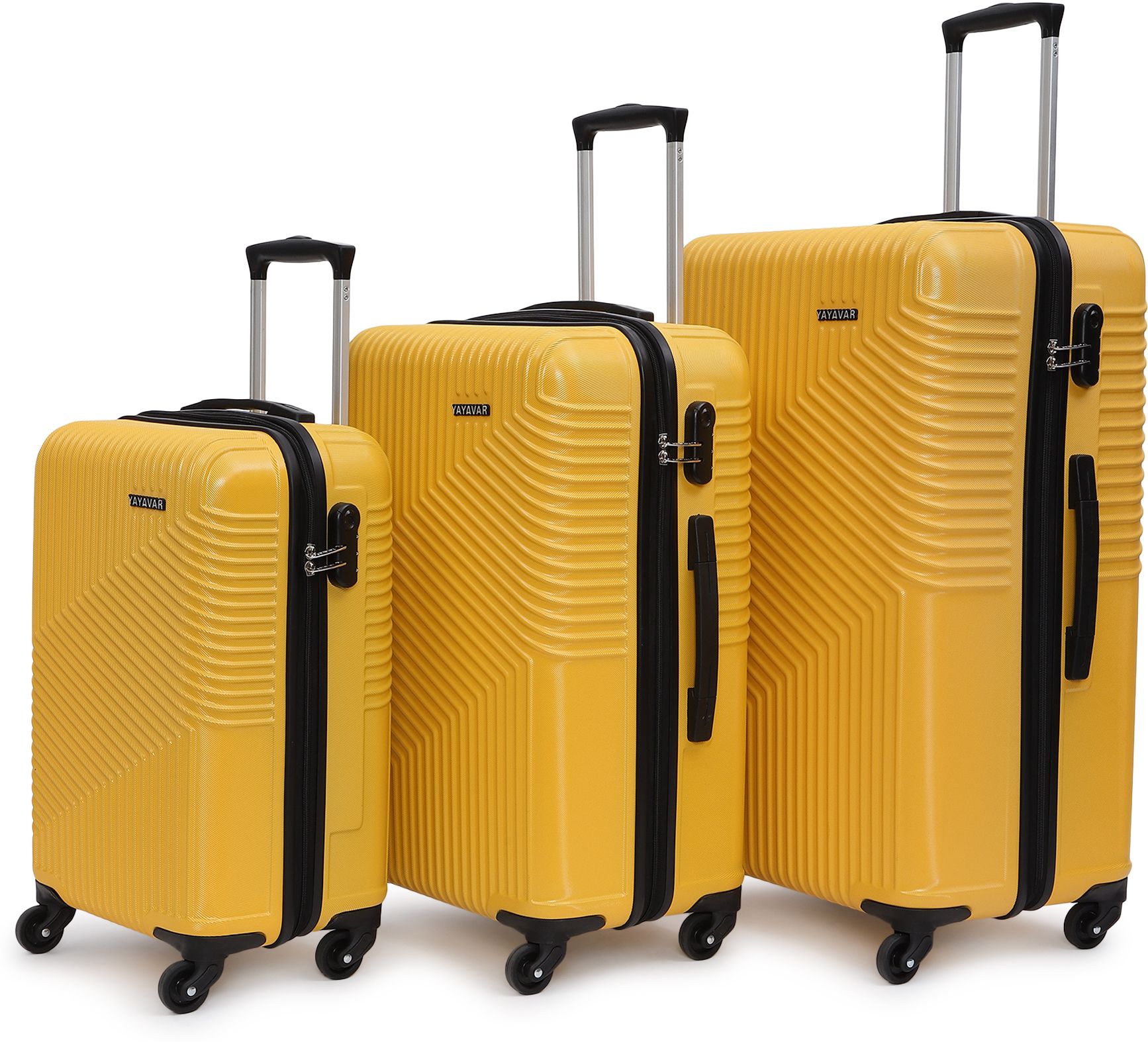 Hard Body Set of 3 Luggage 4 Wheels - Cairo - Yellow-image-33