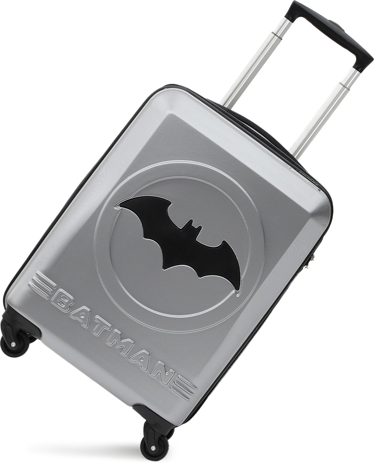 Small Cabin Suitcase (55 cm) 4 Wheels - BATMAN OFFICIAL MERCHANDISE TROLLEY WITH PREMIUM MOULDED BAT LOGO - Silver-image-6