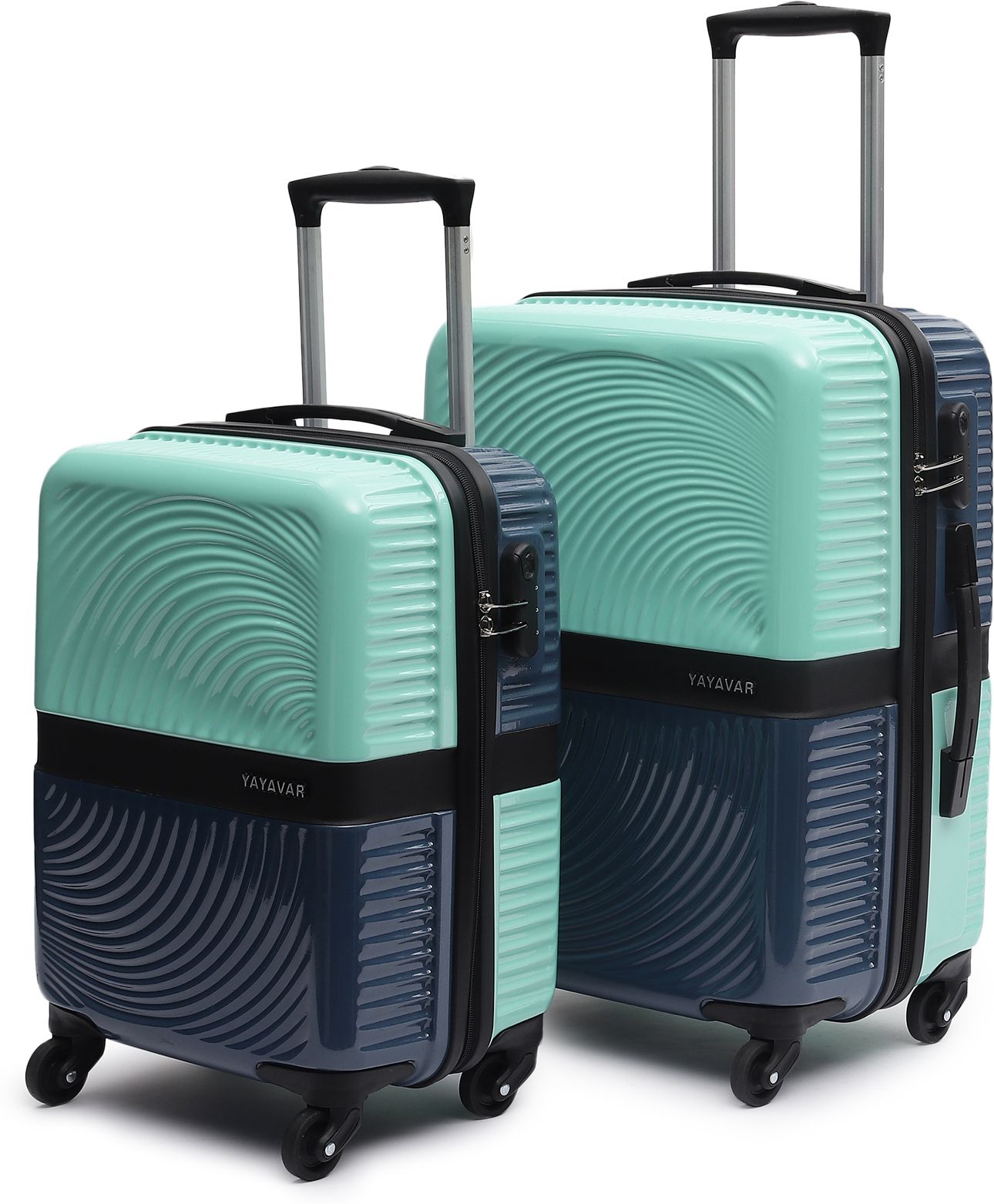 Hard Body Set of 2 Luggage 4 Wheels - VENICE - Scratch Proof Printed Trolley Bag - Pink, Grey-image-32