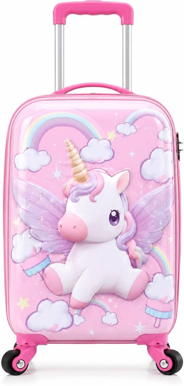 Small Cabin Suitcase (16 inch) 4 Wheels - Kids Ride-On Travel Suitcase with 360° Spinner Wheels 22L ABS Hard Shell - Pink-image-15