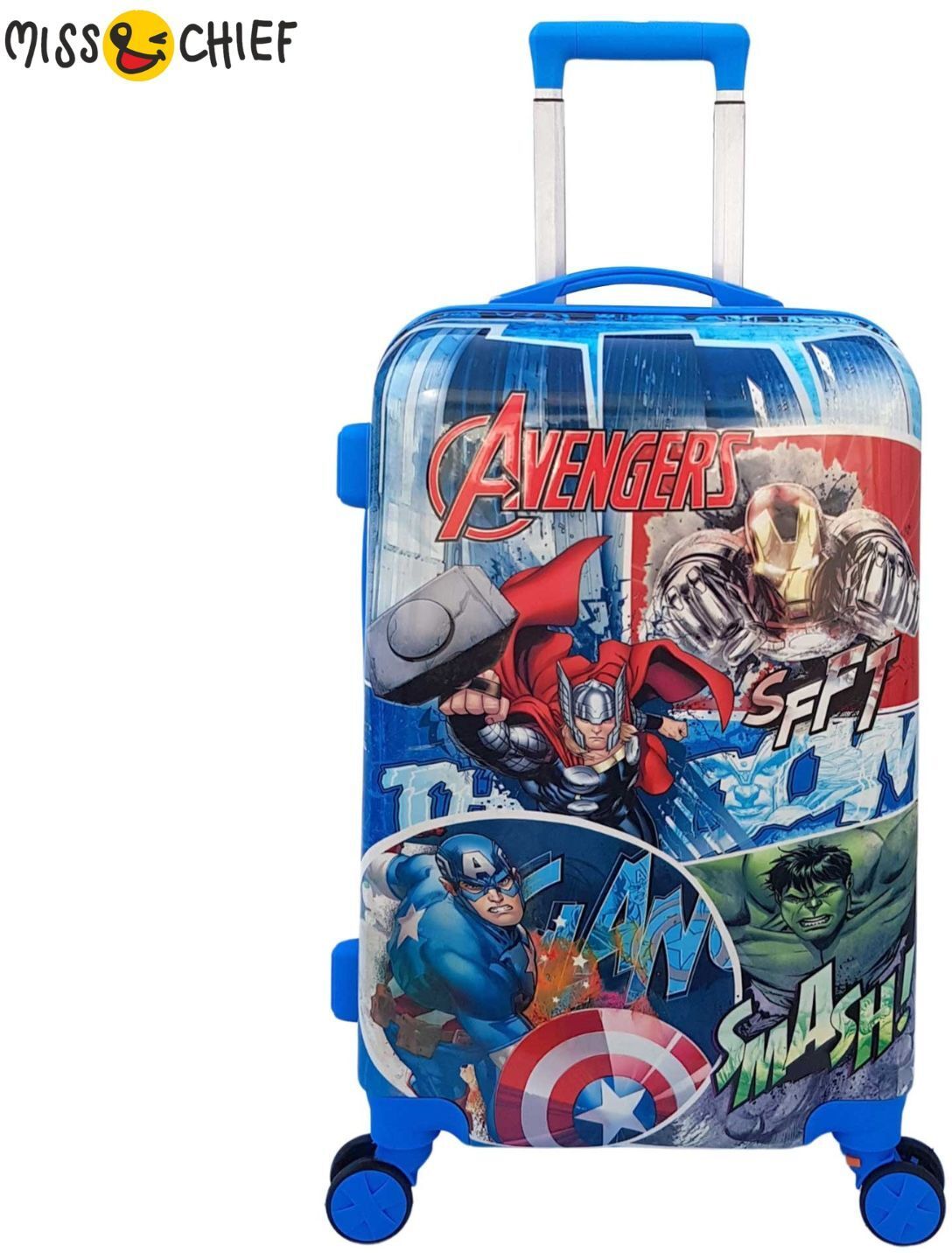 miss & chief Small Check-in Suitcase (24 inch) 8 Wheels - Kids Hard Shell Travel Trolley Bag with Adjustable Handle & Number Lock - Red, Blue-picture-16