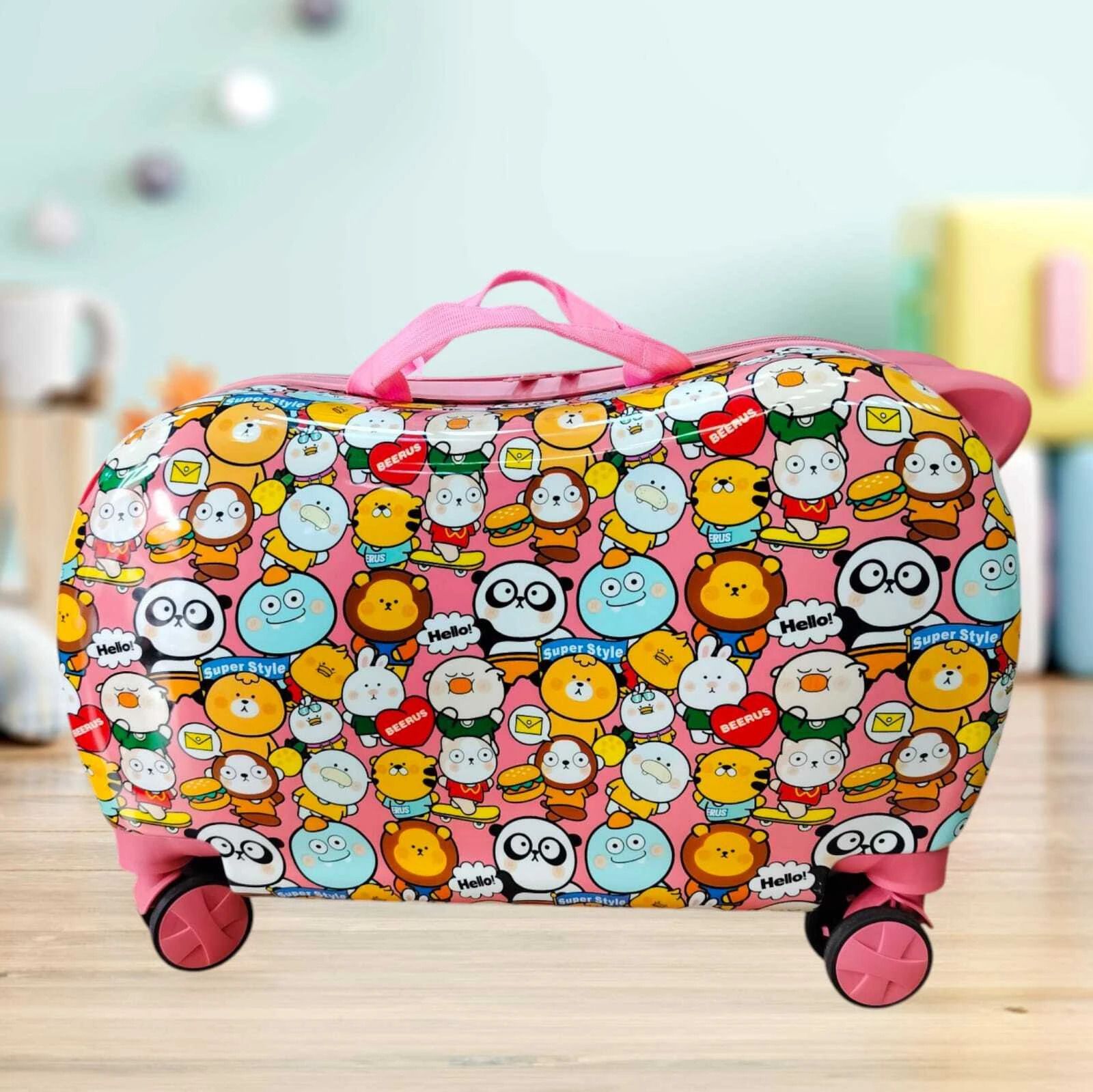Small Cabin Suitcase (31 cm) 4 Wheels - Children's Riding Luggage Durable Lightweight Cartoon Trolley bag for Kids - Multicolor-image-18