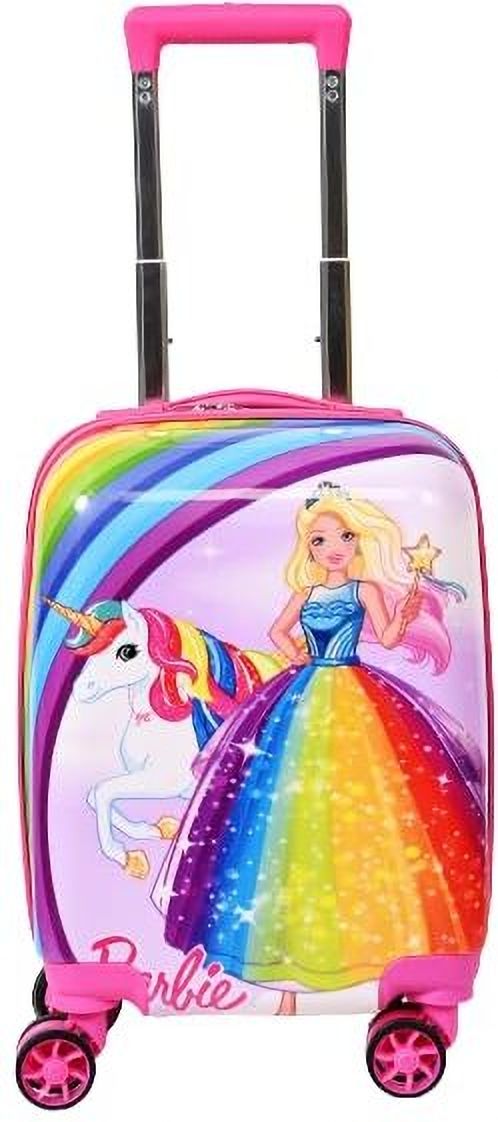 Small Cabin Suitcase (16 inch) 4 Wheels - Rainbow Unicorn Barbie Printed Pattern Suitcase & Extra Light Weight Kids - Multicolor-image-22