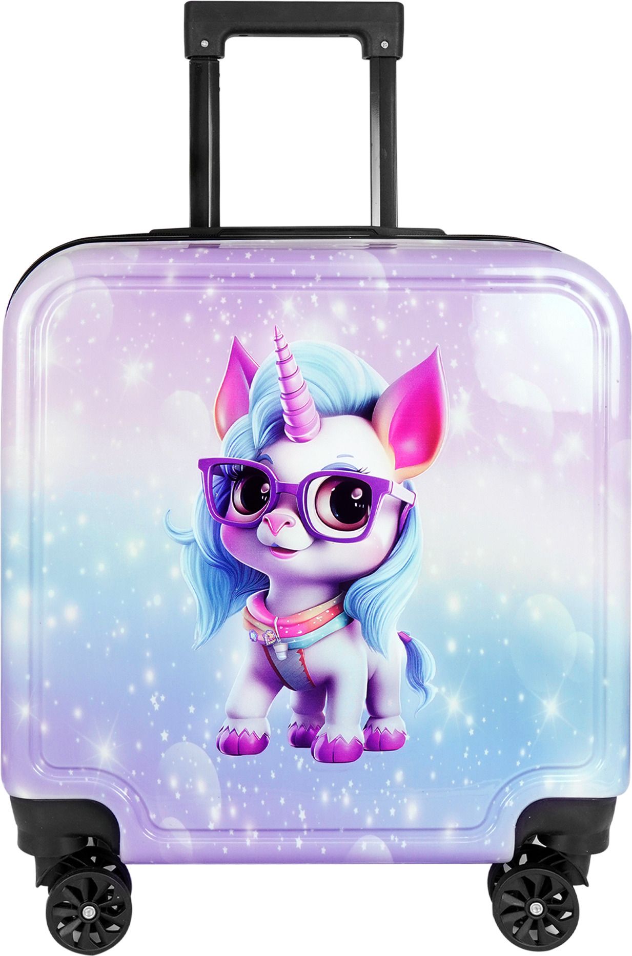 Small Cabin Suitcase (15 inch) 4 Wheels - Unicorn Print 360° Spinner Trolly Luggage for Kids - Multicolor-image-7