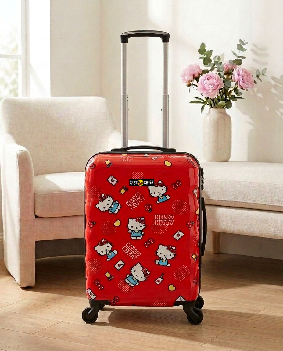 Small Cabin Suitcase (55 cm) 8 Wheels - Printed kids bag - Red-image-5