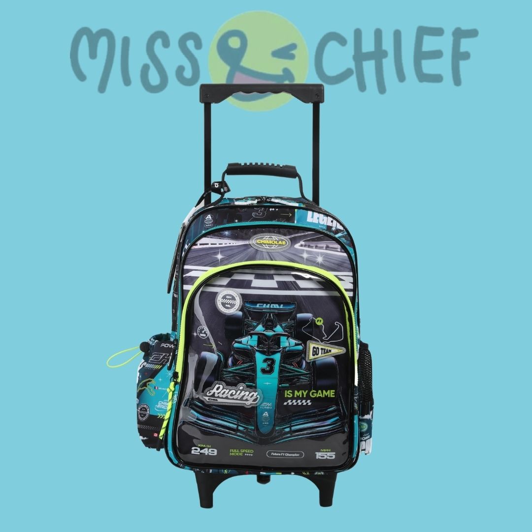 Small Cabin Suitcase (40 cm) 2 Wheels - Racer Pro Black Kids Trolley School Bag with Wheels Car Design Backpack - Black-image-28