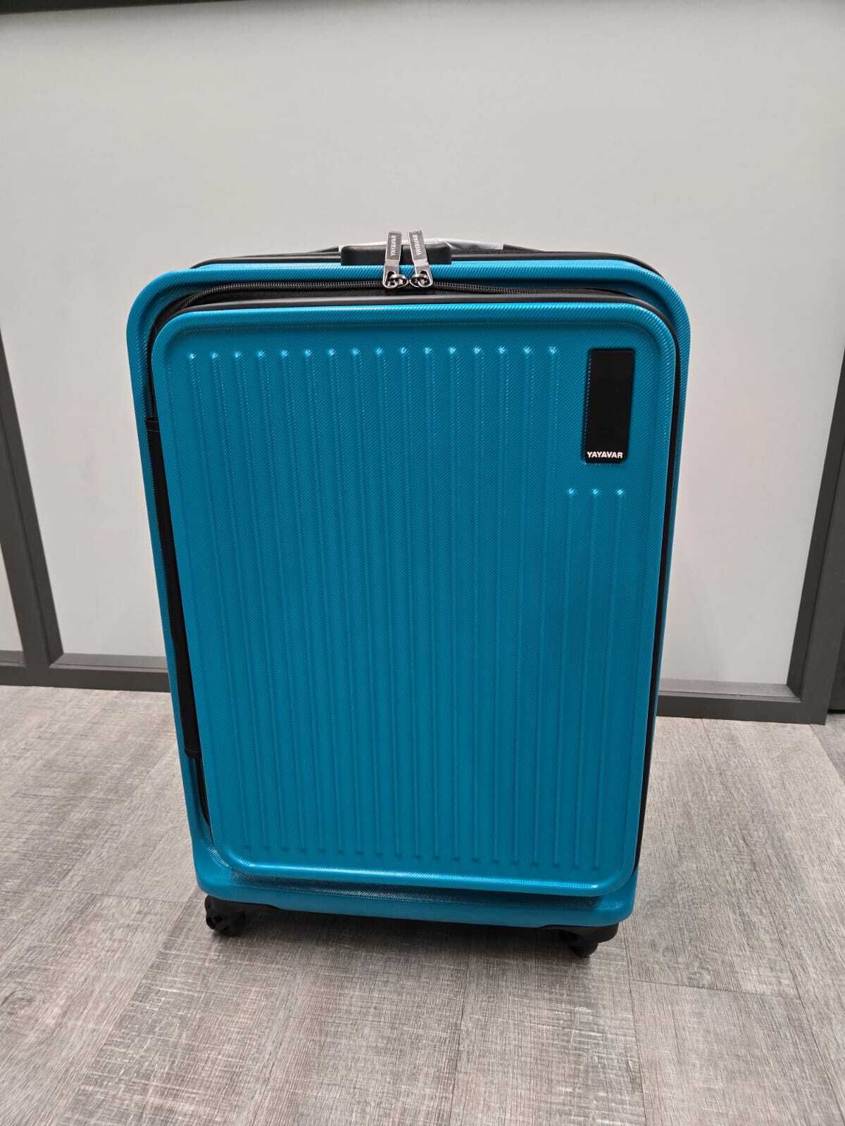 yayavar Medium Check-in Suitcase (67 cm) 4 Wheels - Cairo Trunk Front Open Hard Luggage With Premium Interior - Teal, Black-picture-28