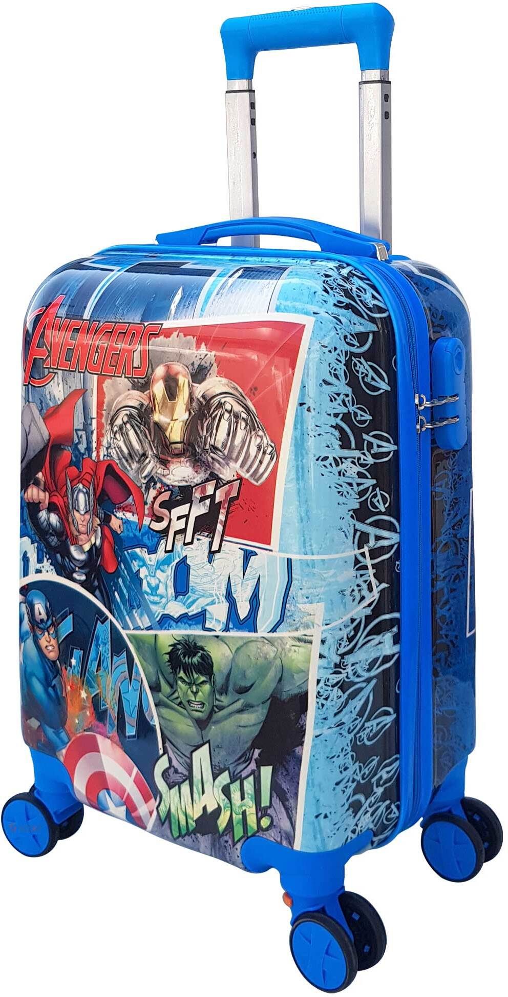 Small Cabin Suitcase (20 inch) 4 Wheels - Kids Rolling Suitcase With Carry On Hard Shell Lightweight Travel Trolley Bag - Blue-image-35