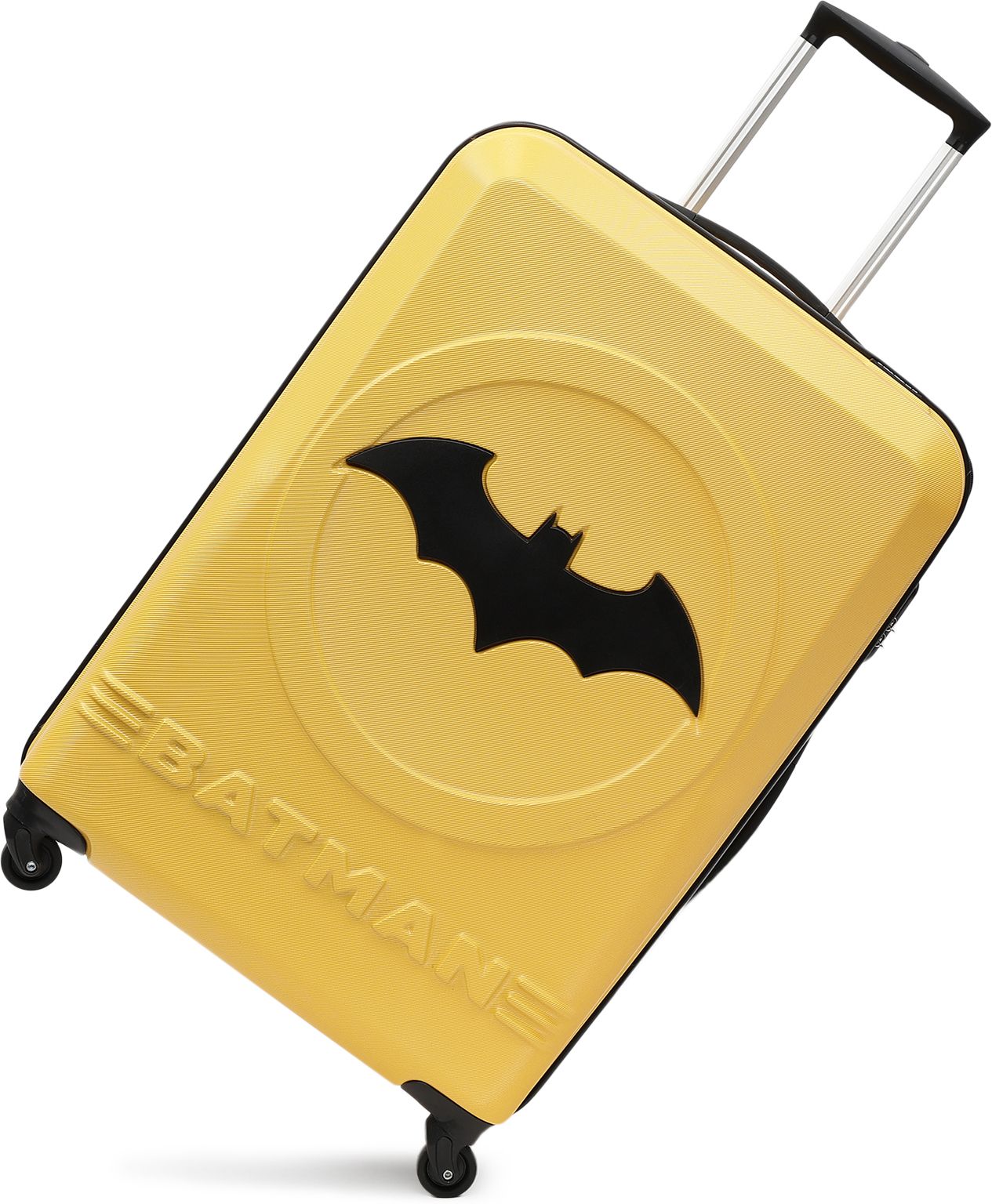 Large Check-in Suitcase (76 cm) 4 Wheels - BATMAN OFFICIAL MERCHANDISE TROLLEY WITH PREMIUM MOULDED BAT LOGO - Yellow, Black