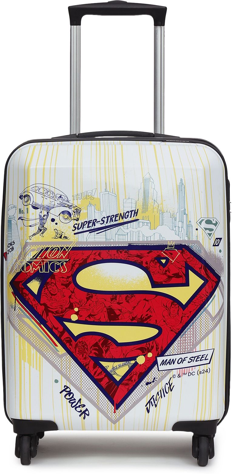 Small Cabin Suitcase (55 cm) 4 Wheels - SUPERMAN OFFICIAL MERCHANDISE TROLLEY WITH PREMIUM PRINT SUPERMAN LOGO - White-image-21