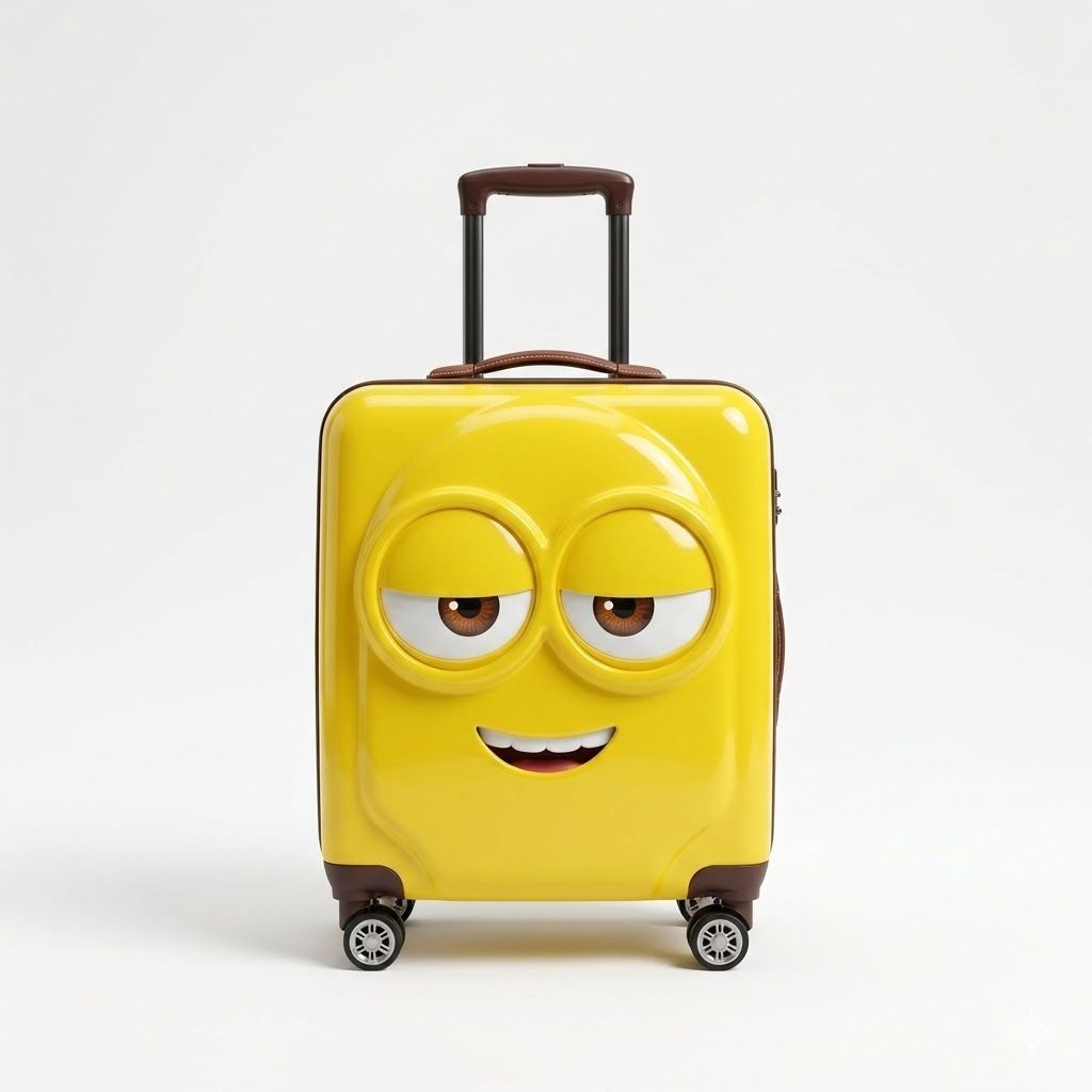 Small Cabin Suitcase (53 cm) 4 Wheels - 3D Cartoon Kids Suitcase - Yellow-image-11