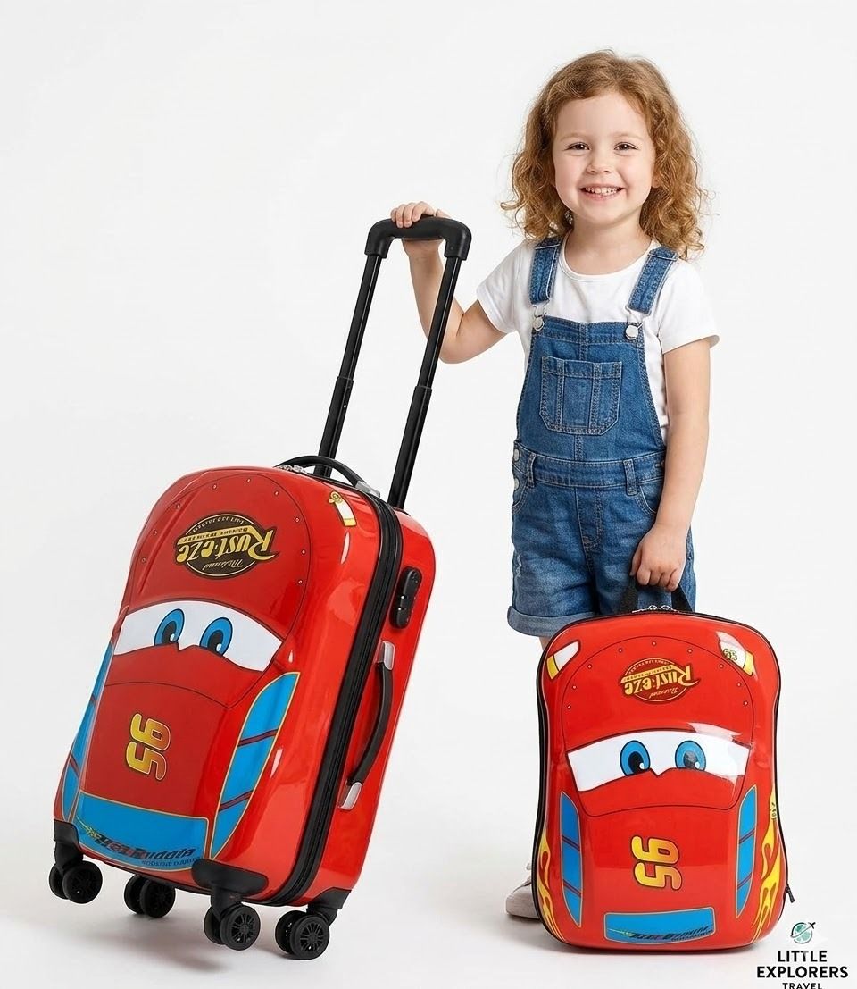 Small Cabin Suitcase (46 cm) 4 Wheels - Car Suitcase Kids Carry-on Luggage with Adjustable Handle - Red-image-45
