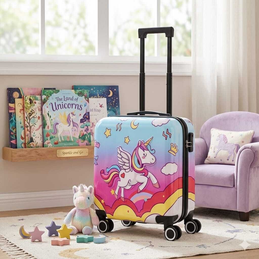 Small Cabin Suitcase (52 cm) 4 Wheels - Kids Hard-Sided Polycarbonate Trolley Bag - Pink-image-2