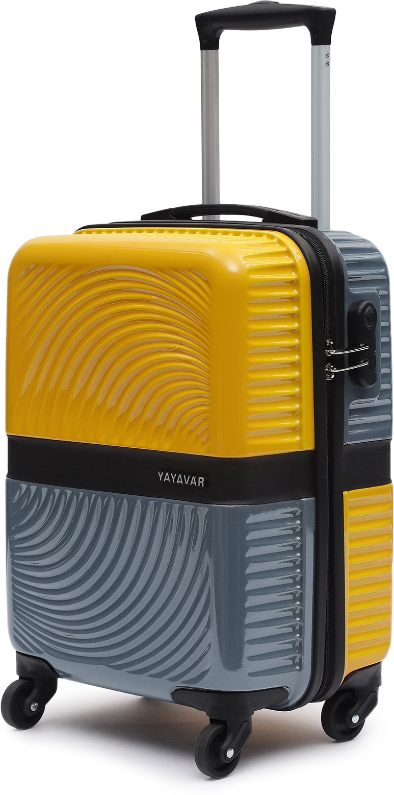 yayavar Small Cabin Suitcase (54 cm) 4 Wheels - VENICE - Dual Color Scratch Proof Printed Trolley Bag - Yellow, Grey-picture-34