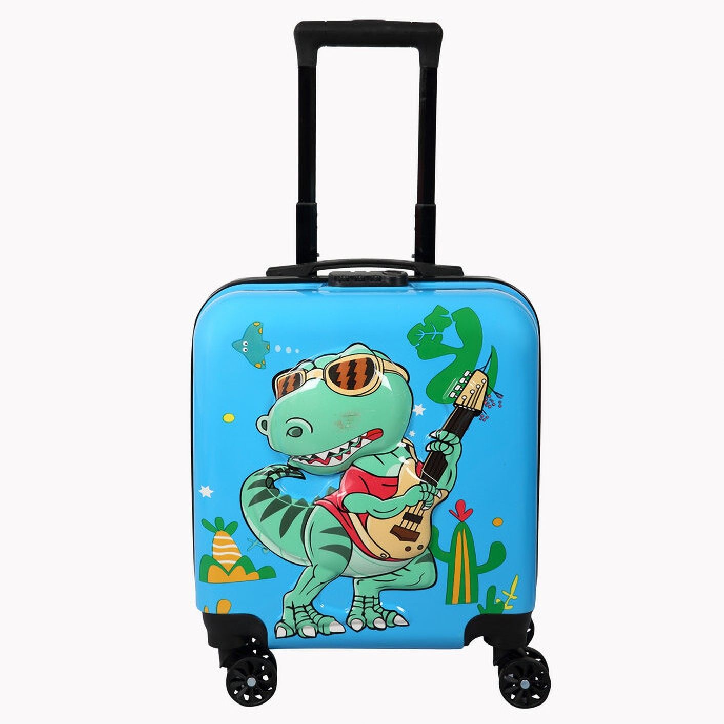 polo class Small Cabin Suitcase (18 inch) 4 Wheels - Dinosaur Hard-Sided Polycarbonate Kids Trolley Bag -18 Inches- Blue - Blue-picture-43