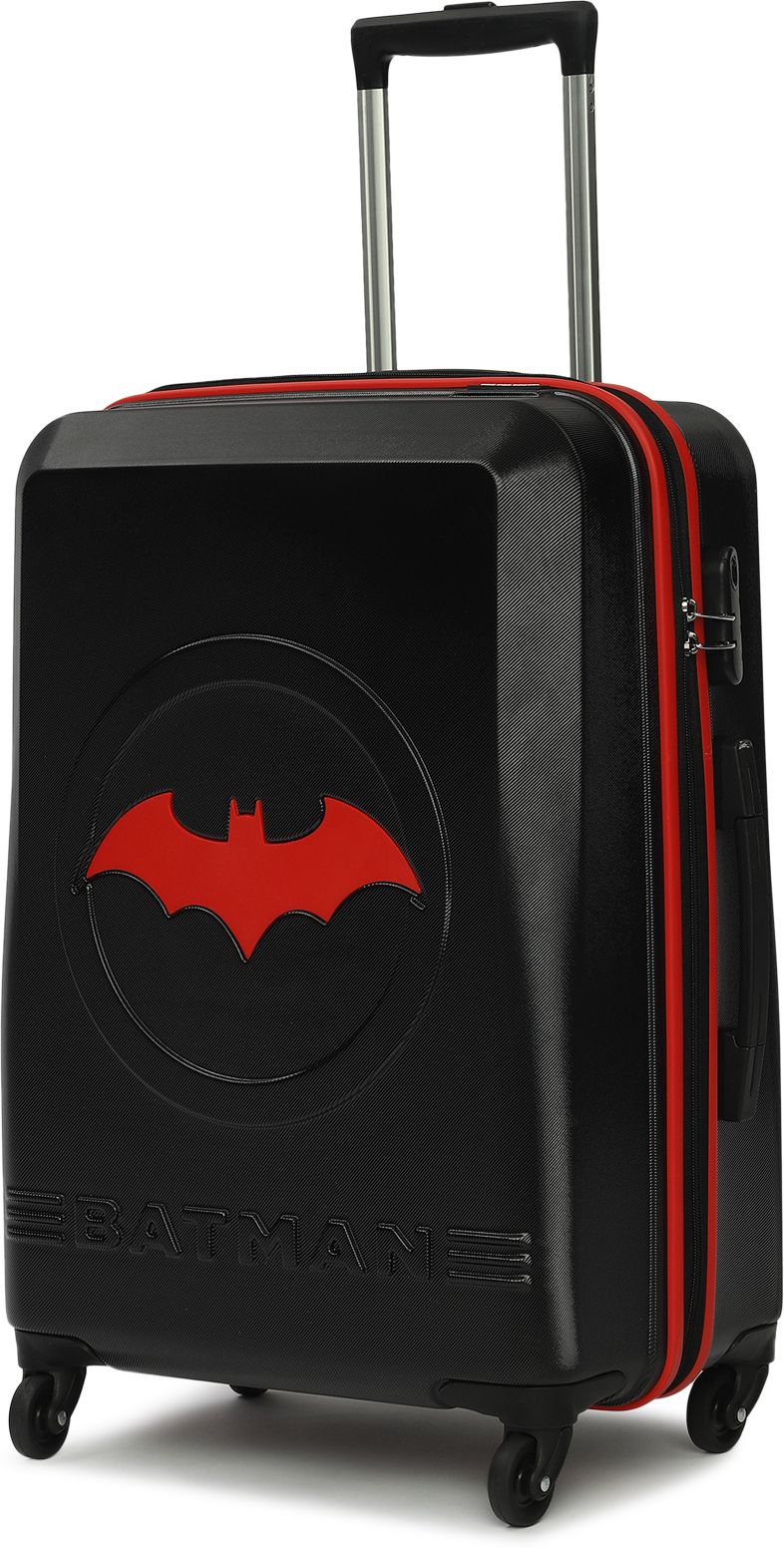 Medium Cabin Suitcase (67 cm) 4 Wheels - BATMAN OFFICIAL MERCHANDISE TROLLEY WITH PREMIUM MOULDED BAT LOGO - Red