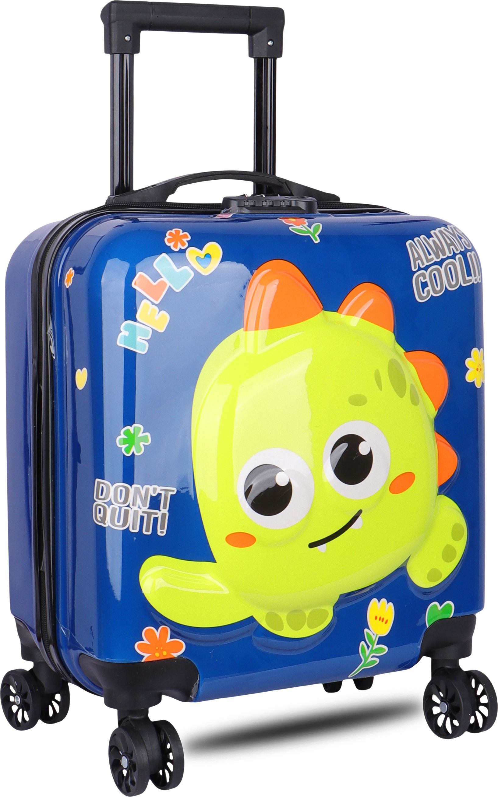 Small Cabin Suitcase (44 inch) 8 Wheels - Kids Trolley Bag Durable Polycarbonate Waterproof Trolley Bag for Kids - Blue-image-2