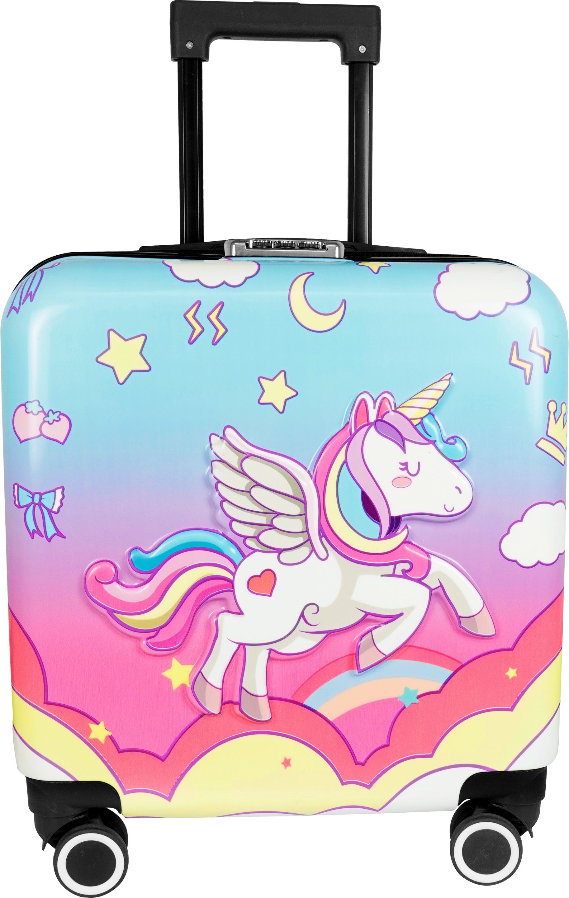 Small Cabin Suitcase (15 inch) 4 Wheels - Cute Unicorn Print 360° Spinner Trolly Luggage for Kids - Multicolor-image-8