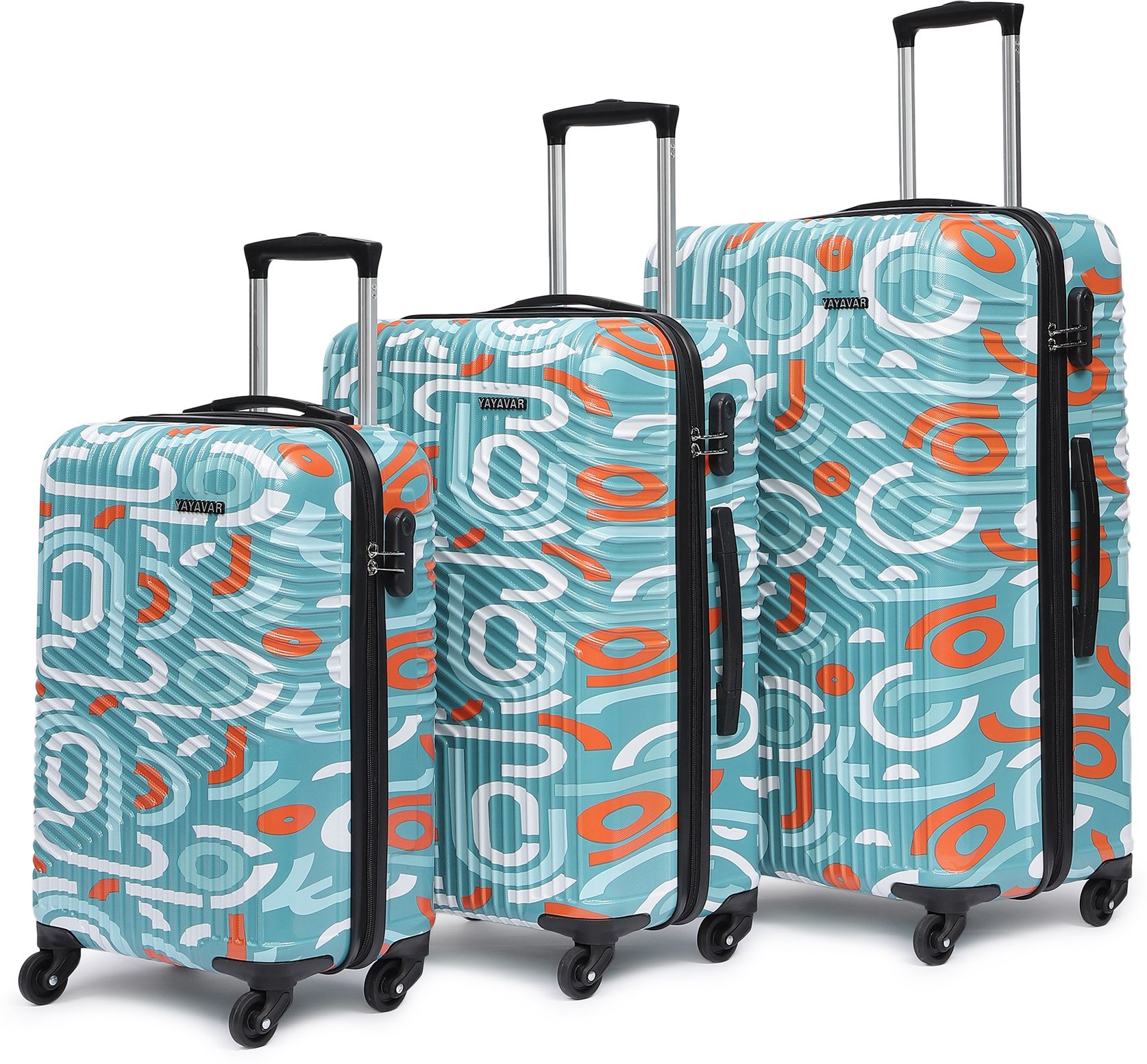 yayavar Hard Body Set of 3 Luggage 4 Wheels - PARIS - Teal-picture-36