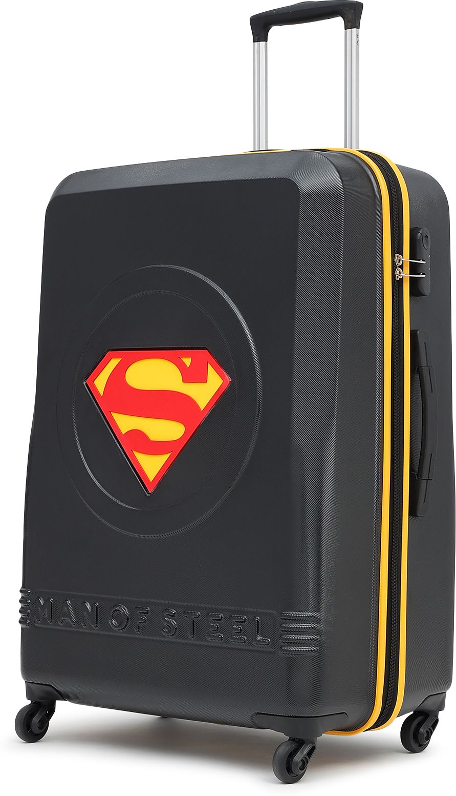 yayavar Large Check-in Suitcase (76 cm) 4 Wheels - SUPERMAN OFFICIAL MERCHANDISE TROLLEY WITH PREMIUM MOULDED SUPERMAN LOGO - Yellow, Black, Red-picture-32