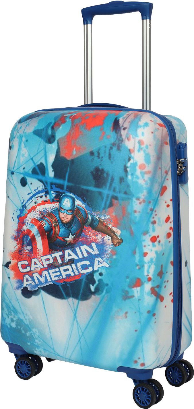 marvel Small Cabin Suitcase (58 cm) 4 Wheels - Novex Original Captain America Hard Sided Polycarbonate Kids Trolley 22" - Teal-picture-10