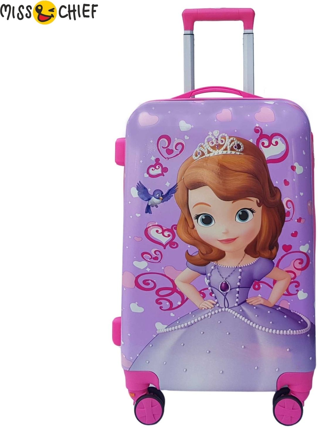 miss & chief Small Check-in Suitcase (24 inch) 8 Wheels - ABS Hard Shell Cartoon Print Kids Travel Trolley Bag With 360° spinner wheels - Purple-picture-10