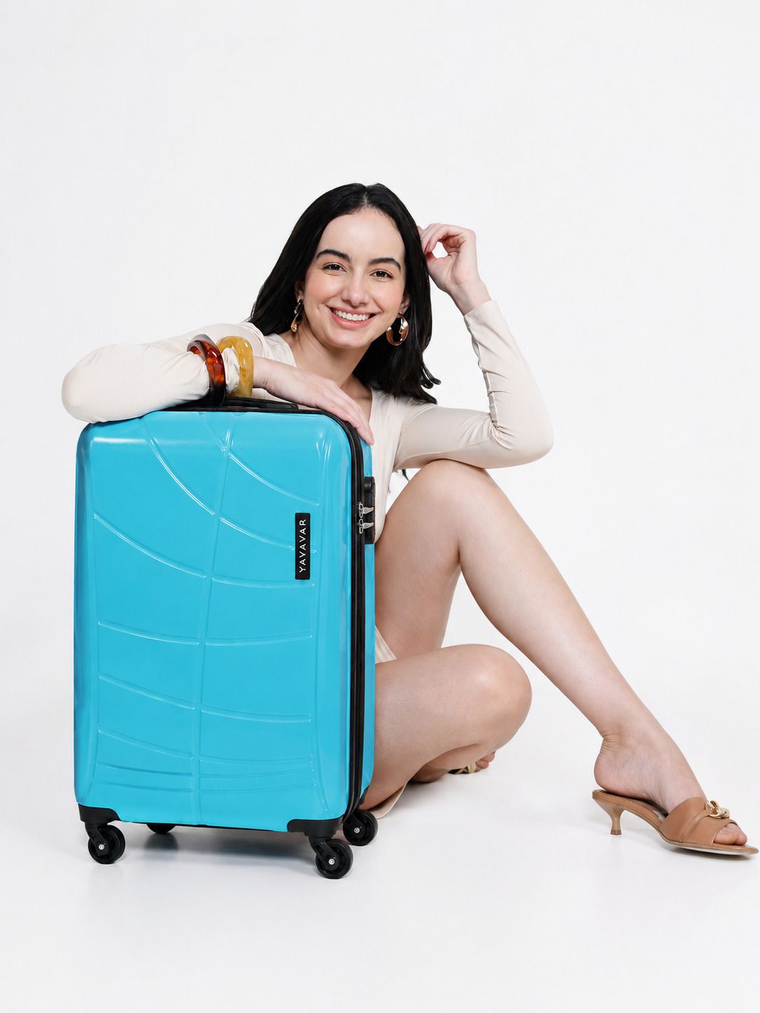 yayavar Small Cabin Suitcase (55 cm) 4 Wheels - Sydney Scratchproof 360Degree Rotating Latest Design Trolley Bag - Teal-picture-5