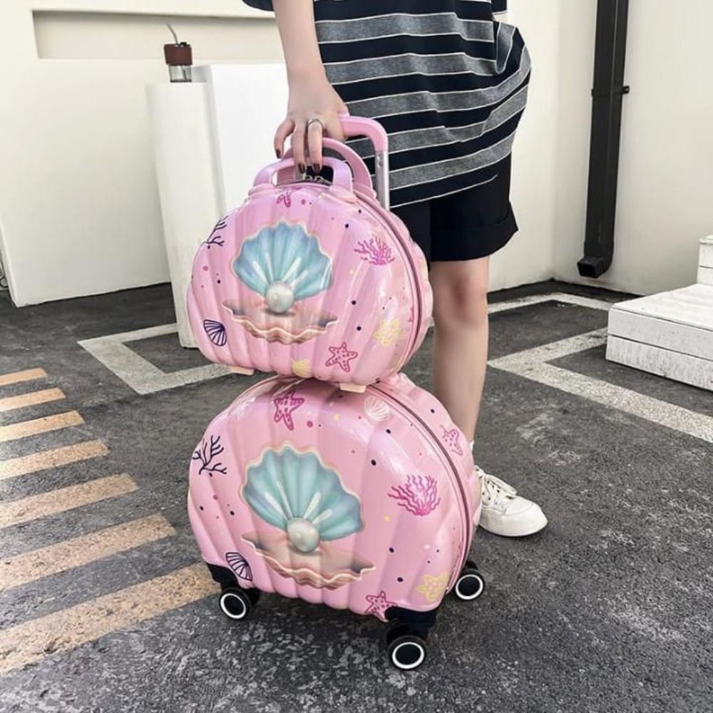 navrangi Small Cabin Suitcase (35 cm) 4 Wheels - Shell Luggage Set, 2-Piece, Rolling Suitcase with Handle - Pink-picture-11