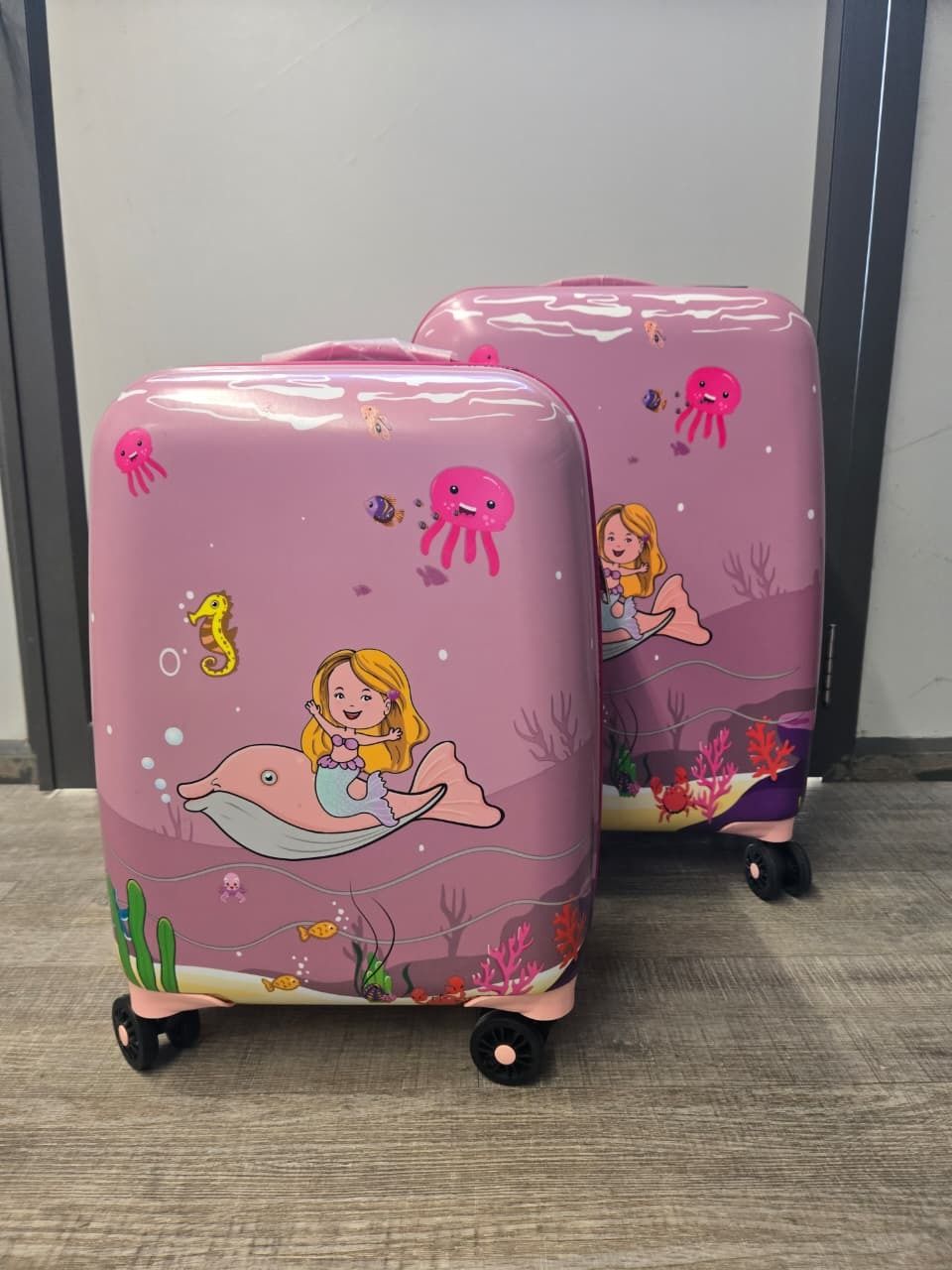 Hard Body Set of 2 Luggage 8 Wheels - MERMAID PRINCESS OFFICIAL MERCHANDISE KIDS TROLLEY 5 Year International Warranty - Purple-image-41