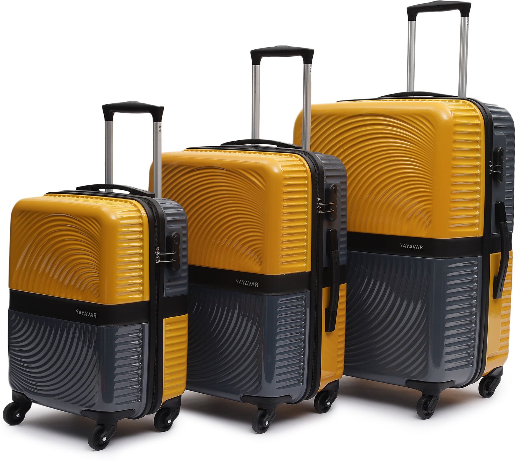 yayavar Hard Body Set of 3 Luggage 4 Wheels - VENICE - Scratch Proof Printed Trolley Bag - Yellow, Grey-picture-13