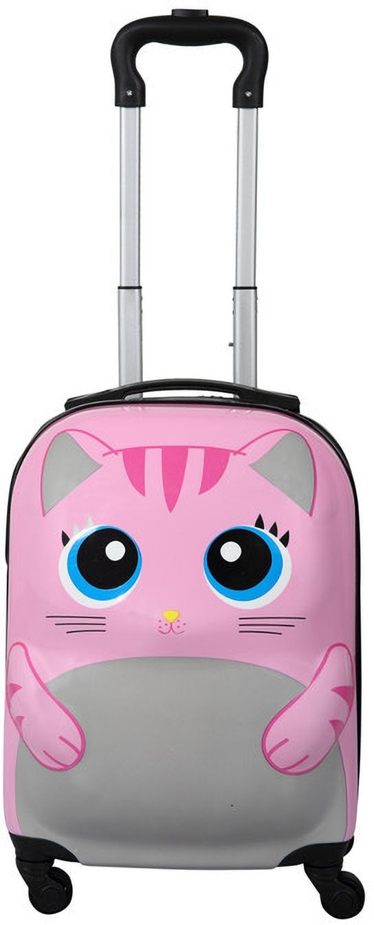 polo class Small Cabin Suitcase (18 inch) 4 Wheels - cute kitty Hard-Sided Polycarbonate Kids Trolley Bag -18 Inches- Pink - Pink-picture-45