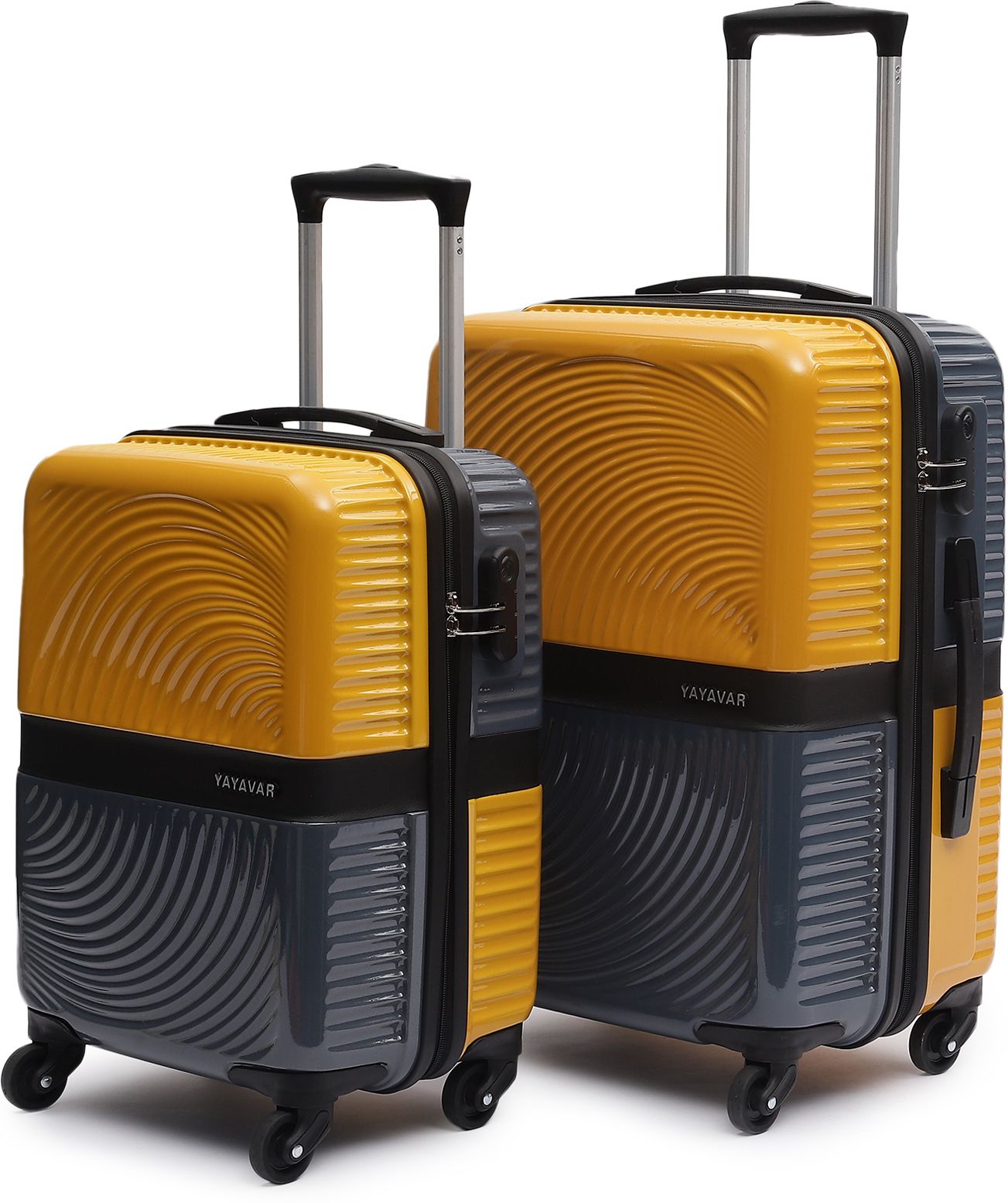 yayavar Hard Body Set of 2 Luggage 4 Wheels - VENICE - Scratch Proof Printed Trolley Bag - Yellow, Grey-picture-8