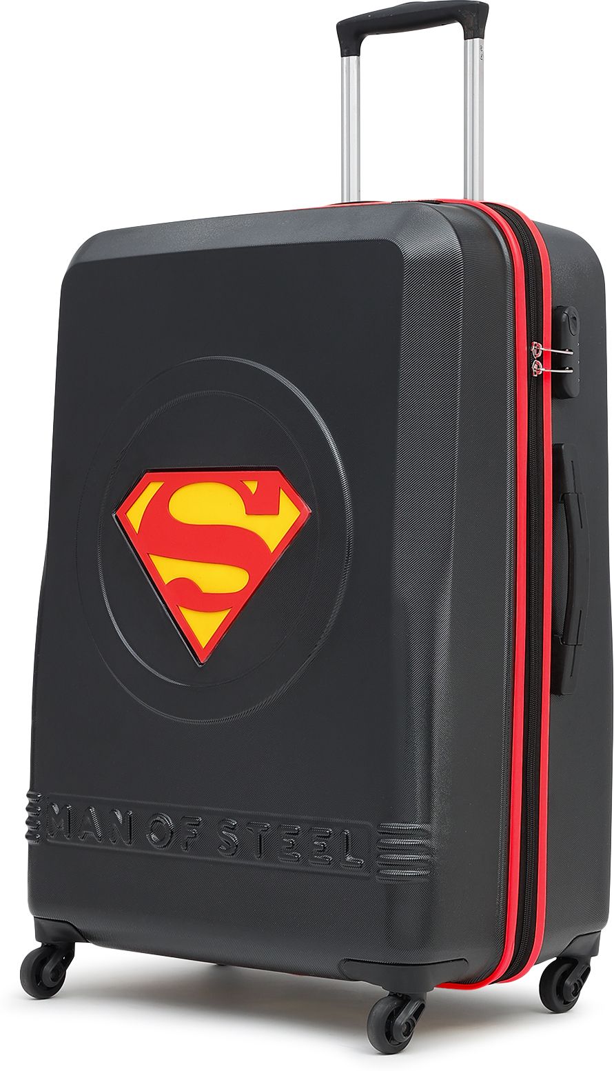 yayavar Large Check-in Suitcase (76 cm) 4 Wheels - SUPERMAN OFFICIAL MERCHANDISE TROLLEY WITH PREMIUM MOULDED SUPERMAN LOGO - Red, Black-picture-31