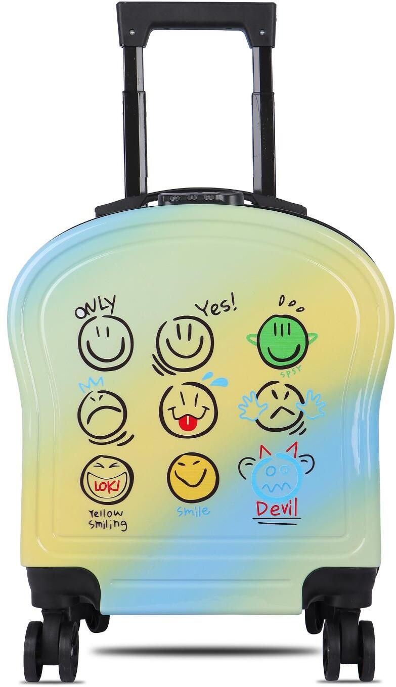 Small Cabin Suitcase (39 cm) 8 Wheels - Kids Trolley Bag Premium Polycarbonate Material Kids Waterproof Trolley Bag - Yellow, Blue-image-27